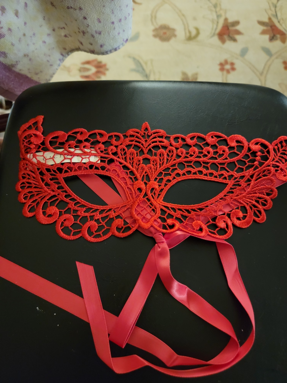 Lace Venetian Eye Mask - Red Cacique Seriously Sexy Collection